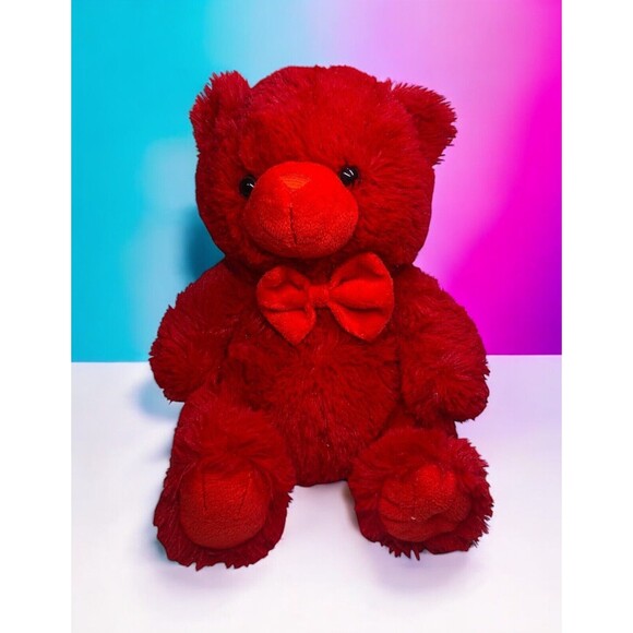 KellyToy Sugar Loaf Red Teddy Bear Plush Solid Red Stuffed Animal - Picture 1 of 11